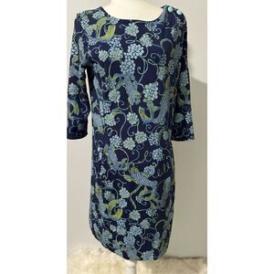 Lilly Pulitzer Koi fish blue dress Asian carp artsy M
